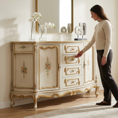 Kommode Klassesch Schaf Massivholz Miwwel Sideboard Italienesch Ariichtung