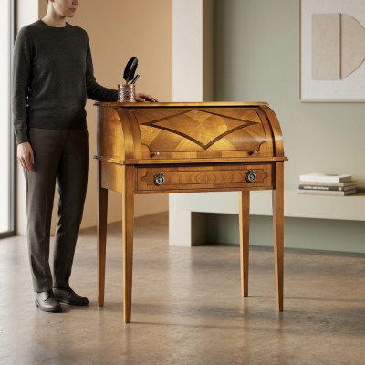 Schreifdësch Dësch Italienesch Ariichtung Miwwelen Massiv Holz Büro Sekretär Nei