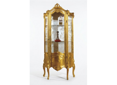Gëllenen Holzkabinetts Vitrin Glas Schiefchen Regal Vitrine Italienesch Miwwelen nei