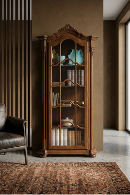 Vitrin Wunnzëmmer Miwwelen Kommode Massivt Holz Vitrinnen Glas Schaf Echt Holz