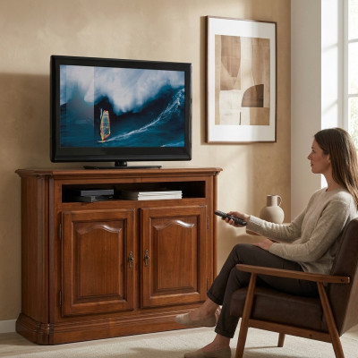 TV-Sideboard RTV Wunnzëmmer Design Regal Braun Holz Regaler Lowboard Italien Neit