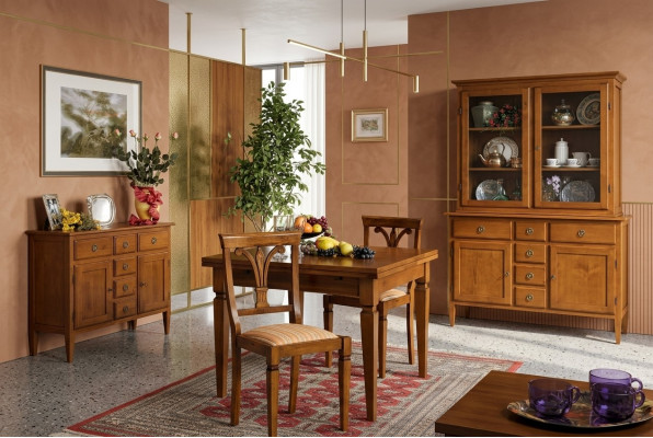Iesszëmmer Set 5tlg Konscht Deko Still Iessdësch Kommode Anrichte Holz Antik Dëscher