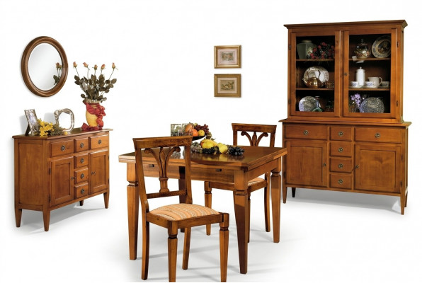 Iesszëmmer Set 5tlg Konscht Deko Still Iessdësch Kommode Anrichte Holz Antik Dëscher