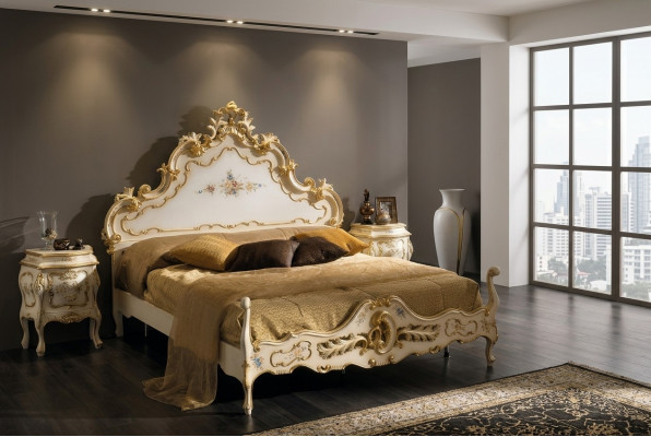 Schlofzëmmer Komplett-Set wäiss Bett, 2x Nuetsdësch Schlofzëmmer Miwwelen Holz Nei