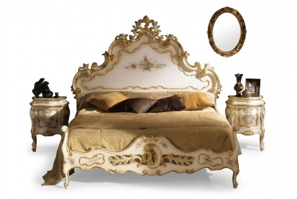 Schlofzëmmer Komplett-Set wäiss Bett, 2x Nuetsdësch Schlofzëmmer Miwwelen Holz Nei