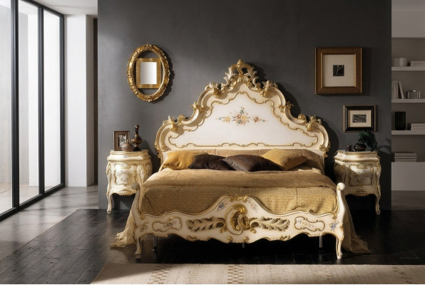 Schlofzëmmer wäiss Bett Holz Luxus Vaccari cav giovanni Massivholz Nei