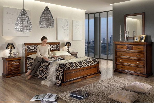 Schlofzëmmer Bett Nuetsdësch Better Hotel Duebel Set Luxus Design Neit 3tlg.Miwwelen