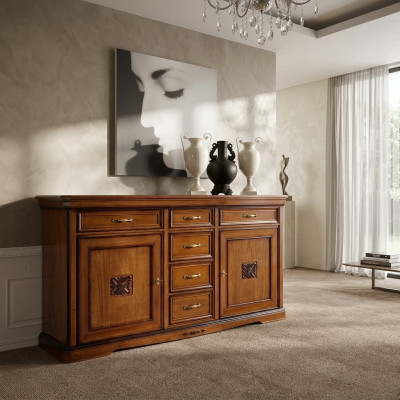 Kommod Schiefen Holz Kommod Wunnzëmmer Sideboard Schaf Schief Masiv Nei