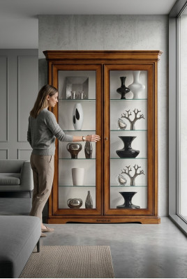 Wunnzëmmer Vitrinn Schaf Bicher Regal Ariichtung Klassesch Miwwelen Regaler Holz