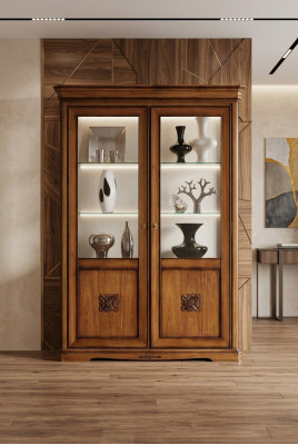 Vitrinen Glas Schaf Echt Holz Vitrin Wunnzëmmer Miwwelen Anrichte Massiv Holz