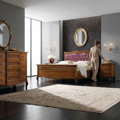 Italienesch Designer Schlofzëmmerbett 2x Nuetsschränk Kommode 4 Stéck Set Nei