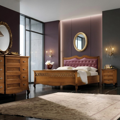 Italienesch Designer Schlofzëmmerbett 2x Nuetsschränk Kommode 4 Stéck Set Nei