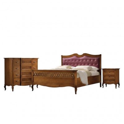 Italienesch Designer Schlofzëmmerbett 2x Nuetsschränk Kommode 4 Stéck Set Nei