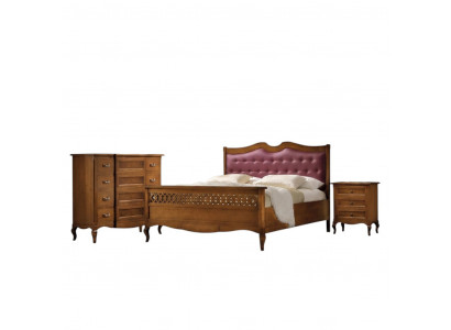 Italienesch Designer Schlofzëmmerbett 2x Nuetsschränk Kommode 4 Stéck Set Nei