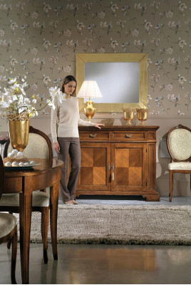 Kommod mat Spigel Konsole Miwwelen Kommoden Schaf Design Luxus Sideboard 2-Teiler.