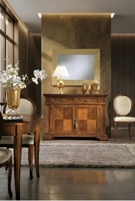 Kommod mat Spigel Konsole Miwwelen Kommoden Schaf Design Luxus Sideboard 2-Teiler.