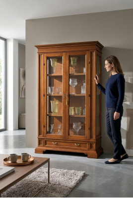 Wunnzëmmer Kommod Glas Schaf Vitrinn Iesszëmmer Kommod Holz Schief Miwwelen