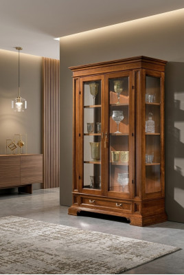 Wunnzëmmer Kommod Glas Schaf Vitrinn Iesszëmmer Kommod Holz Schief Miwwelen