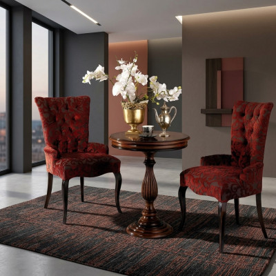 Wunnzëmmer Lehn Stiller Luxus Fauteuil Still Holz Braun Italienesch Miwwelen Polsterung