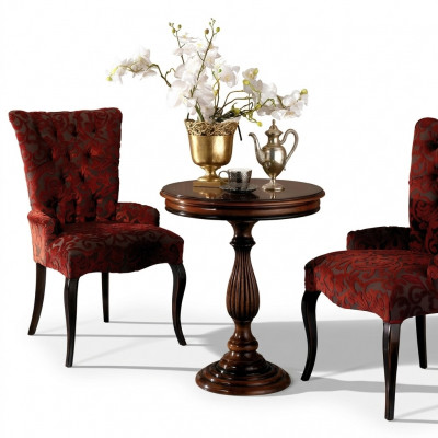 Wunnzëmmer Lehn Stiller Luxus Fauteuil Still Holz Braun Italienesch Miwwelen Polsterung