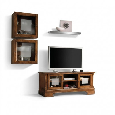 Wohnwand Set 3tlg. Wunnzëmmer RTV Vitrin Kredenz Regal Luxus Wandschränke Nei