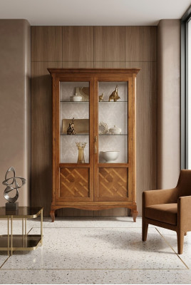 Living Zëmmer Anrichte Glas Schaf Vitrine Iesszëmmer Anrichte Holz Schief Miwwelen