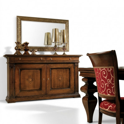 Massivholz Kommode mat Spigel Sideboard Kommoden Set Italienesch Miwwelen 2tlg.