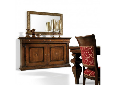 Massivholz Kommode mat Spigel Sideboard Kommoden Set Italienesch Miwwelen 2tlg.