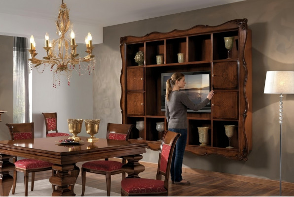 Wunnzëmmer Wandkiche Vitrinn Holz Wunnzëmmermiwwele TV Schaf Wand Design Neit