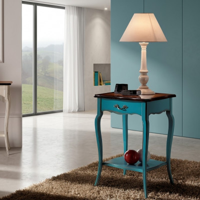 Konsolennuechtstëppel Schlofkummer Säitendësch Modernen Design Miwwelen Holz Azurblo.