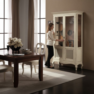 Vitrine Holz Luxus Schief Schränk Klassesch Anrichte Design Miwwelen Italienesch Brong