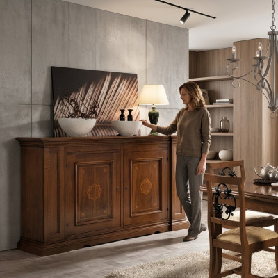 Kommode Tiräng Holz Kommoden Wunnzëmmer Sideboard Schaf Schief Massiv.