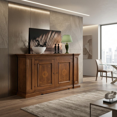Kommode Tiräng Holz Kommoden Wunnzëmmer Sideboard Schaf Schief Massiv.