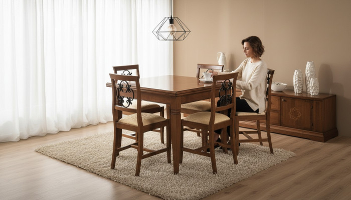 Set Dësch Iessgrupp 5 Deeler. Dëscher Nei Set Iessdësch 4 x Stull Set Miwwelen