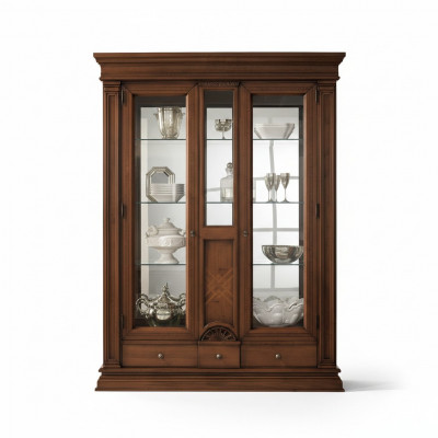 Holz Vitrine Glas Schaf Echt Holz Beweeglech Vitrine Wunnzëmmer Miwwelen Massiv