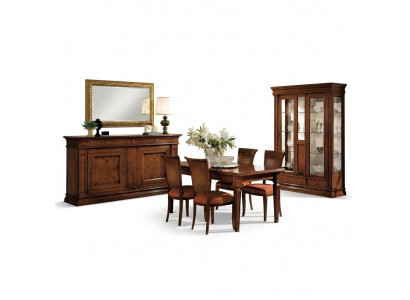 Iesszëmmer Iessdësch Still Kommode Vitrinn Grupp Garnitur Holz Braun 7 tlg. Set