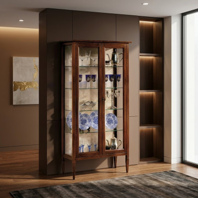 Wunnzëmmer Kommode Glas Schaf Vitrine Iesszëmmer Kommode Holz Schief Möbel