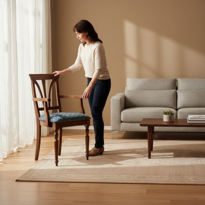Iesszëmmer Still Luxus Fauteuil Still Holz Brong Lehnstull Wunnzëmmer Miwwelen Nei