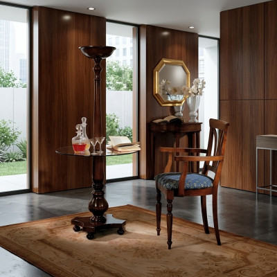 Iesszëmmer Still Luxus Fauteuil Still Holz Brong Lehnstull Wunnzëmmer Miwwelen Nei