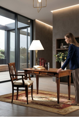 Dësch Schreifdësch Sekretär Dëscher Italienesch Miwwelen Stull Set Büro 2tlg Büro