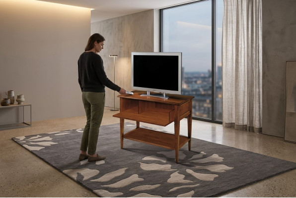 rtv Design Säitendësch Fernseh Low Kommode tv Luxus Schaf Holz brong Miwwelen Neigkeet