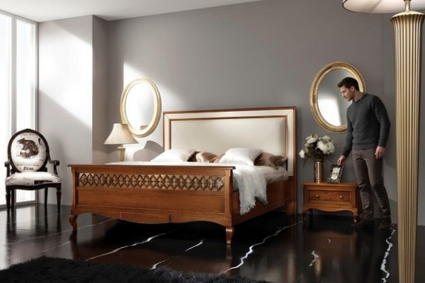 Schlofzëmmer Miwwel Set Garnitur Italienesch Miwwelen Nuetsdësch Massivt Holz 3tlg