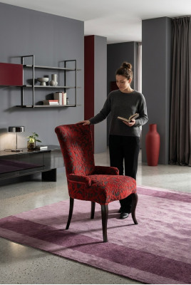 Wunnzëmmer Lehnstillen Luxus Fauteuil Still Holz Braun Italienesch Miwwelen Polster.