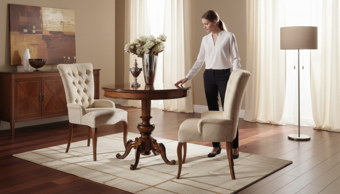 Ronnd Iessdësch Holz Dësch Modern Miwwelen Wunnzëmmer Dëscher Iessdëscher