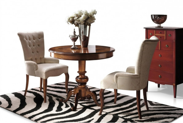 Ronnd Iessdësch Holz Dësch Modern Miwwelen Wunnzëmmer Dëscher Iessdëscher