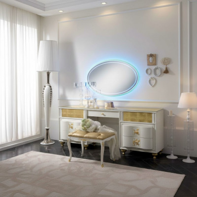Schminktisch Luxus Design Dëscher Kosmetik Fraséier Spigel Konsole Schlofzëmmer