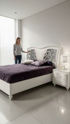 Bettgestell Holz Duebel Schlofkummer Wäiss Modern Duebelbett Miwwelen Bett Better Nei