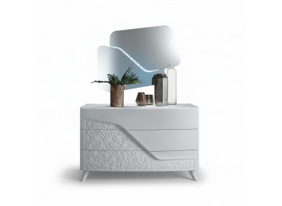 Kommod mat Spigel Holz Kommoden Miwwelen Schaf Schlofzëmmer Wäiss Sideboard Neit
