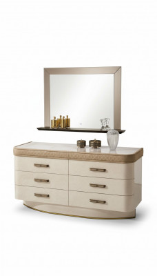 Kommode mat Spigel Sideboard Kommoden Set Italienesch Miwwelen 2-Stéck. Schaf Holz
