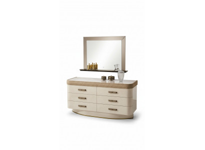 Kommode mat Spigel Sideboard Kommoden Set Italienesch Miwwelen 2-Stéck. Schaf Holz